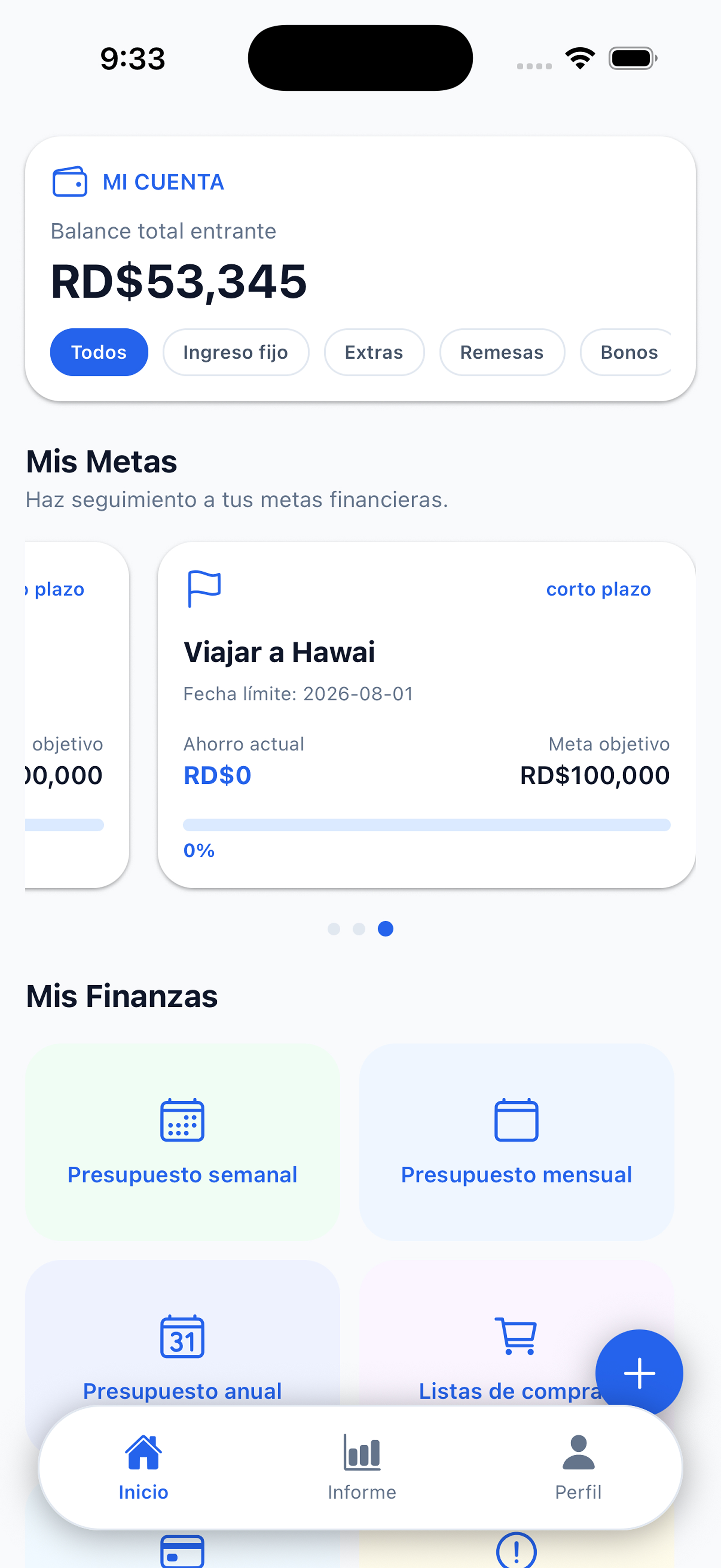 Captura de pantalla de la app TEFINANCE