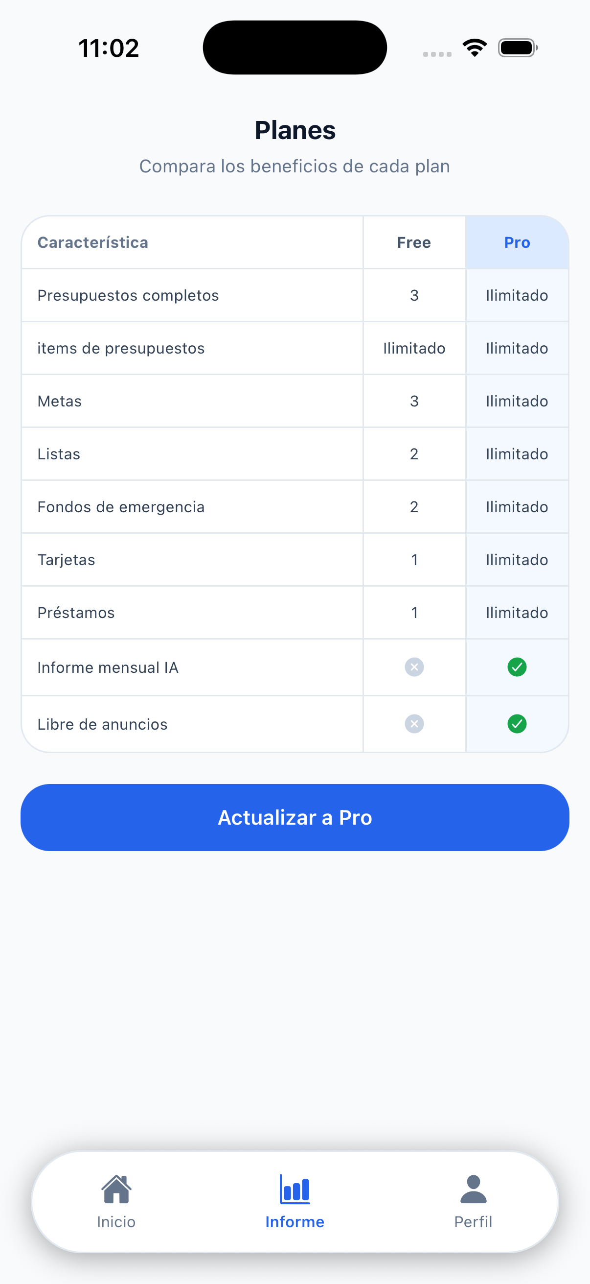 Captura de pantalla de la app TEFINANCE